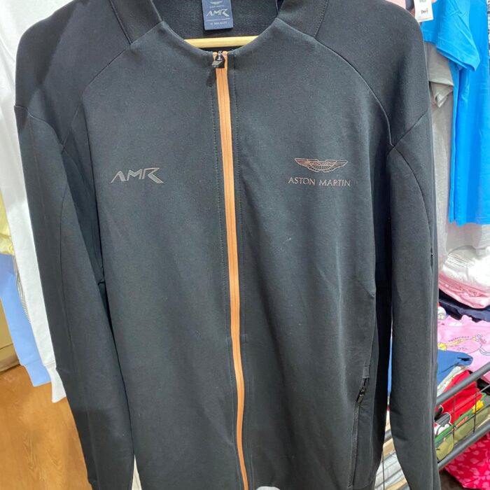 HACKETT X ASTON MARTIN RACING, for men, front zip bomber jacket, cotton grey size: XL, XXL