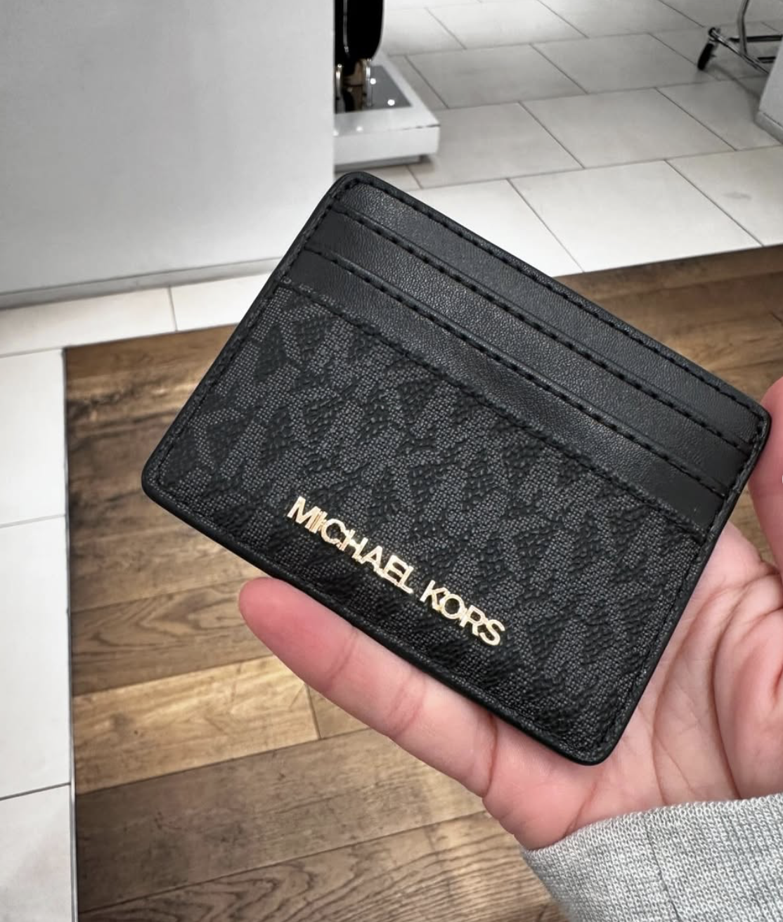 MICHAEL KORS, small card holder, signature print black