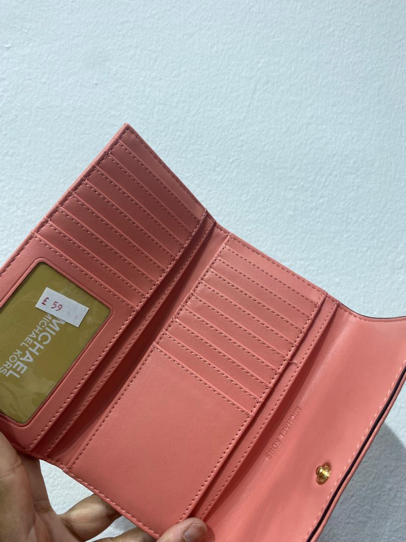 MICHAEL KORS, for ladies, long trifold wallet, quilted grapefruit peach - Image 6