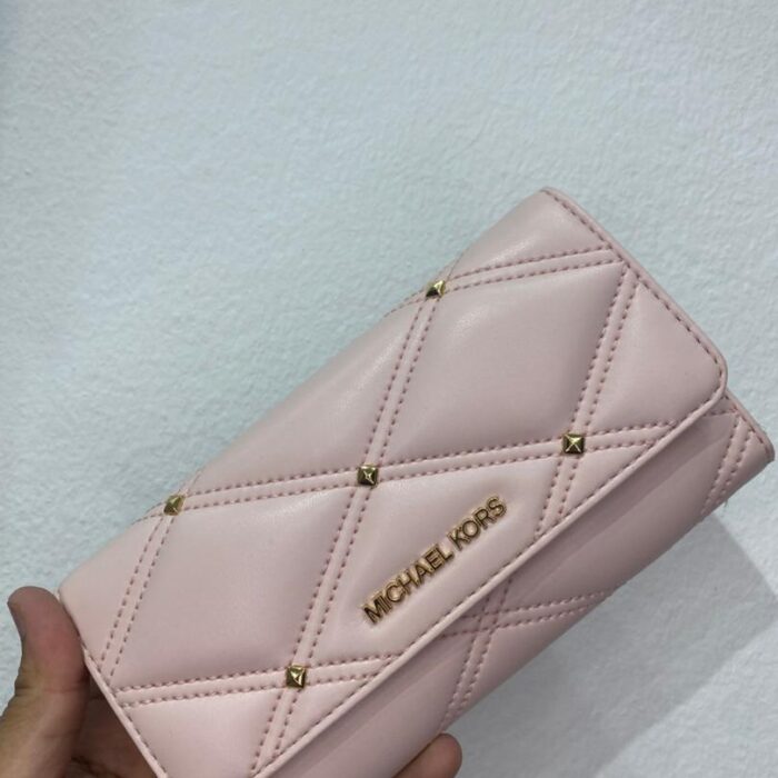 MICHAEL KORS, for ladies, long trifold wallet, quilted soft pink