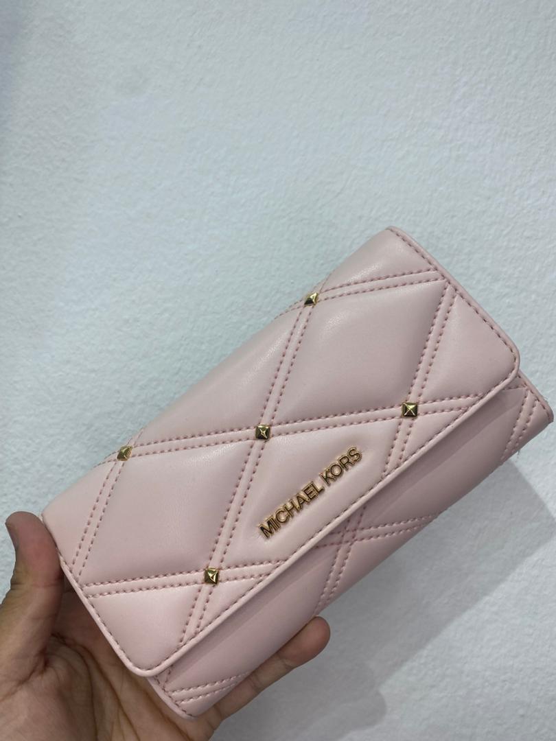 MICHAEL KORS, for ladies, long trifold wallet, quilted soft pink