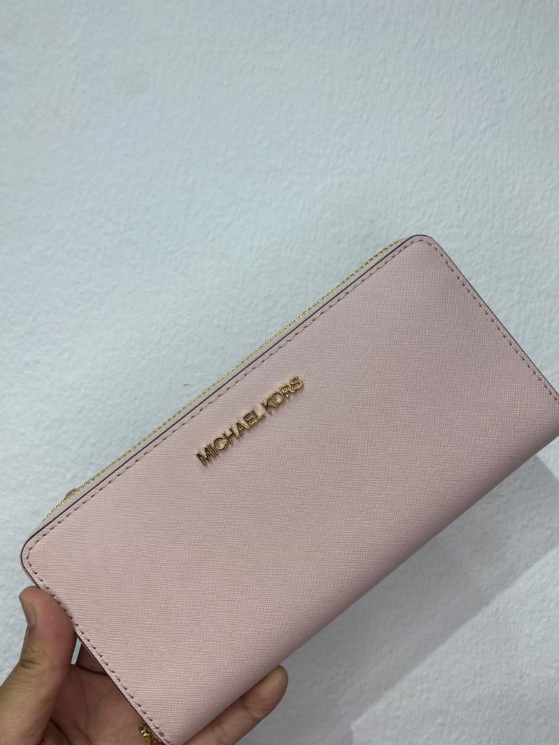 MICHAEL KORS, for ladies, zip around continental wallet, leather, powder blush pink