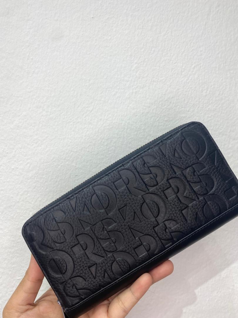 MICHAEL KORS, for men, zip around long wallet, embossed leather, black