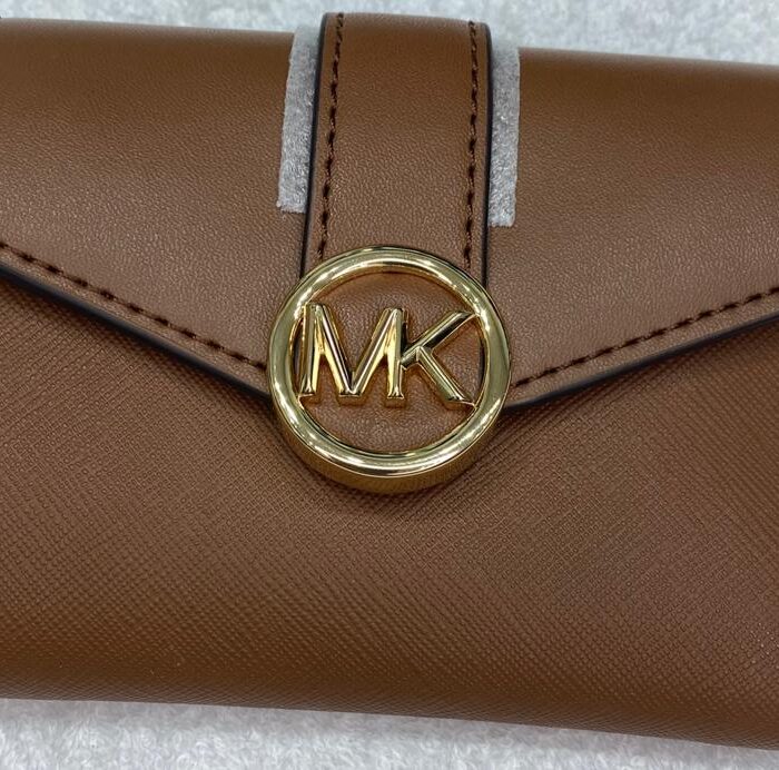 MICHAEL KORS, for ladies, greenwich, trifold wallet, print brown