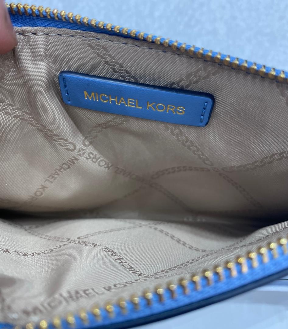 MICHAEL KORS, for ladies, empire, large zip card holder, leather french blue - Image 2
