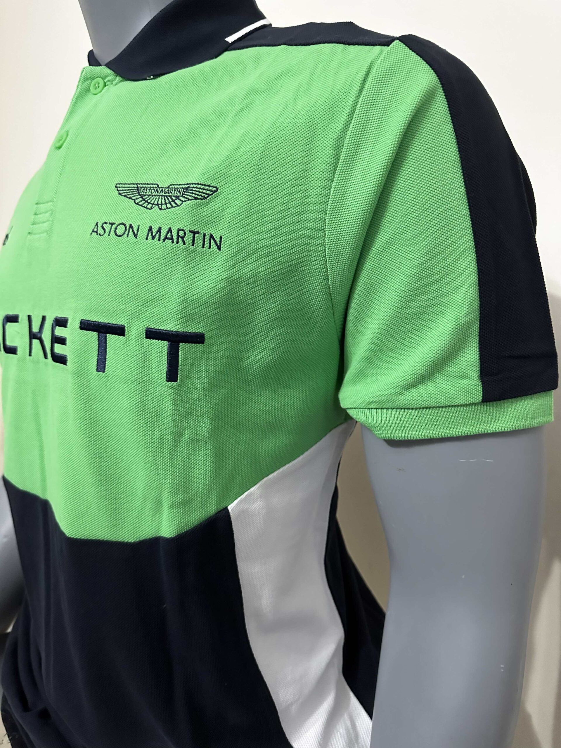 HACKETT X ASTON MARTIN RACING, for men, collared t shirt, classic fit, color block, black green size: S-XXL - Image 5