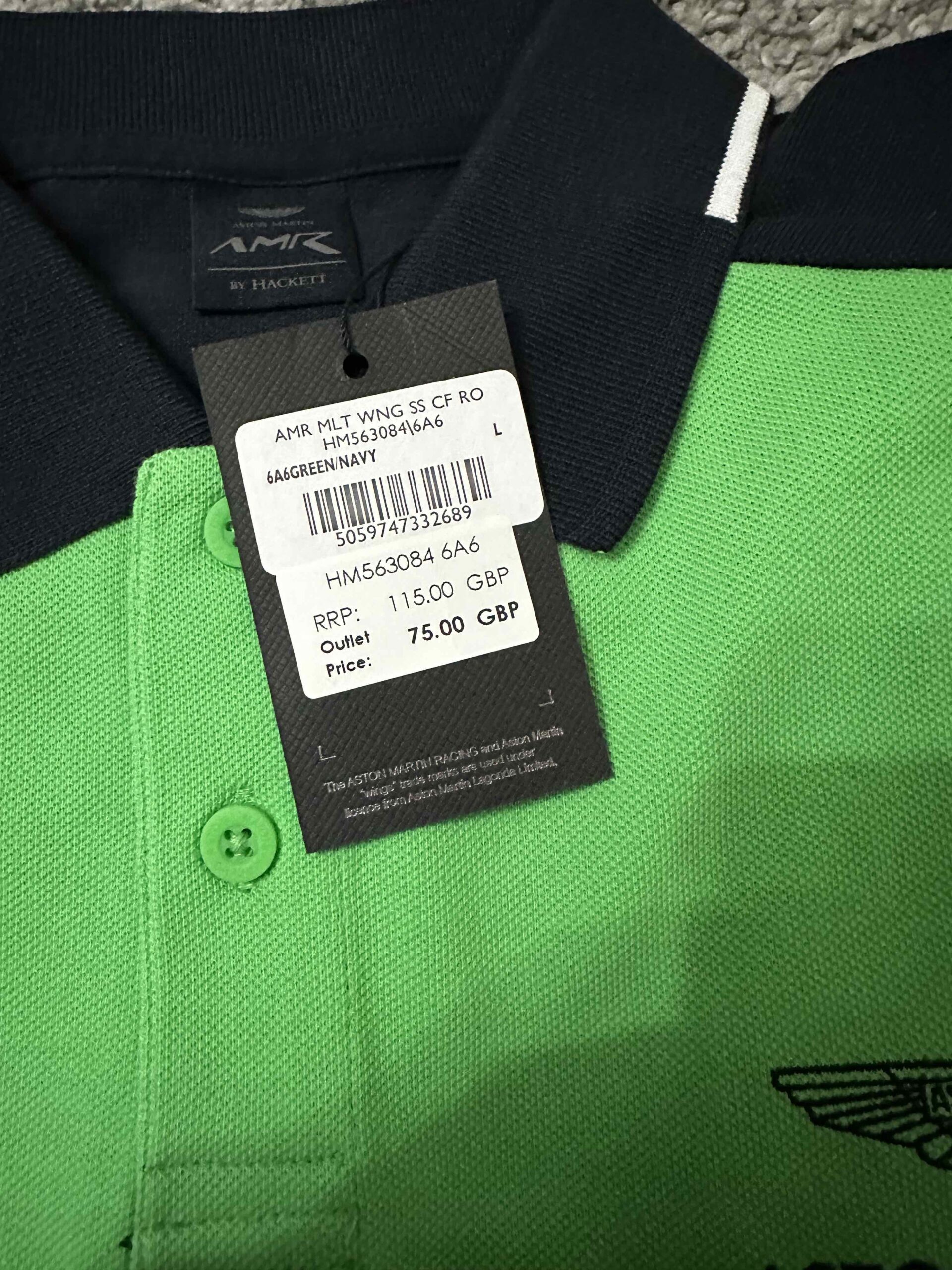 HACKETT X ASTON MARTIN RACING, for men, collared t shirt, classic fit, color block, black green size: S-XXL - Image 4