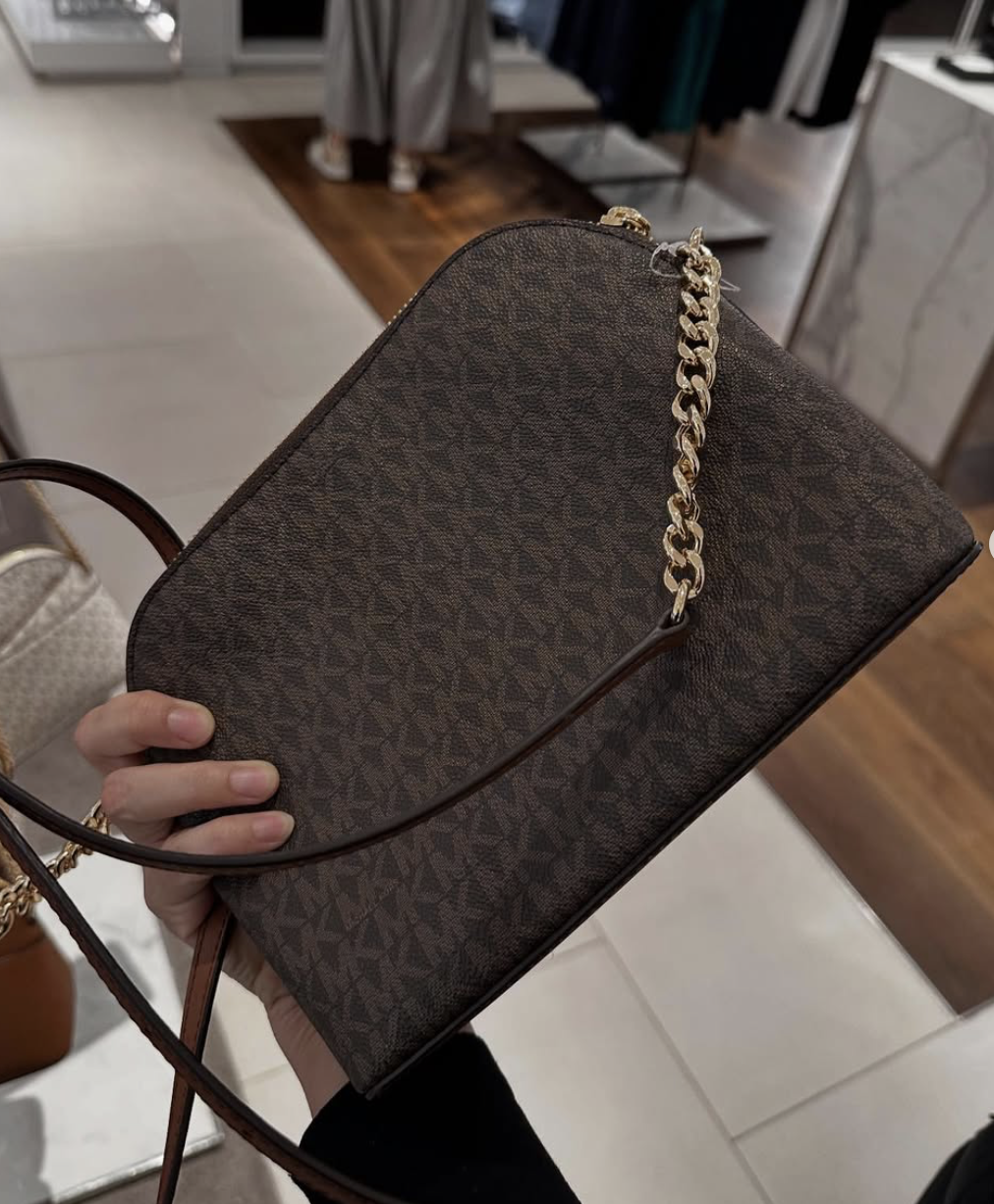 MICHAEL KORS, for ladies, dome shape crossbody bag, signature print, brown - Image 5