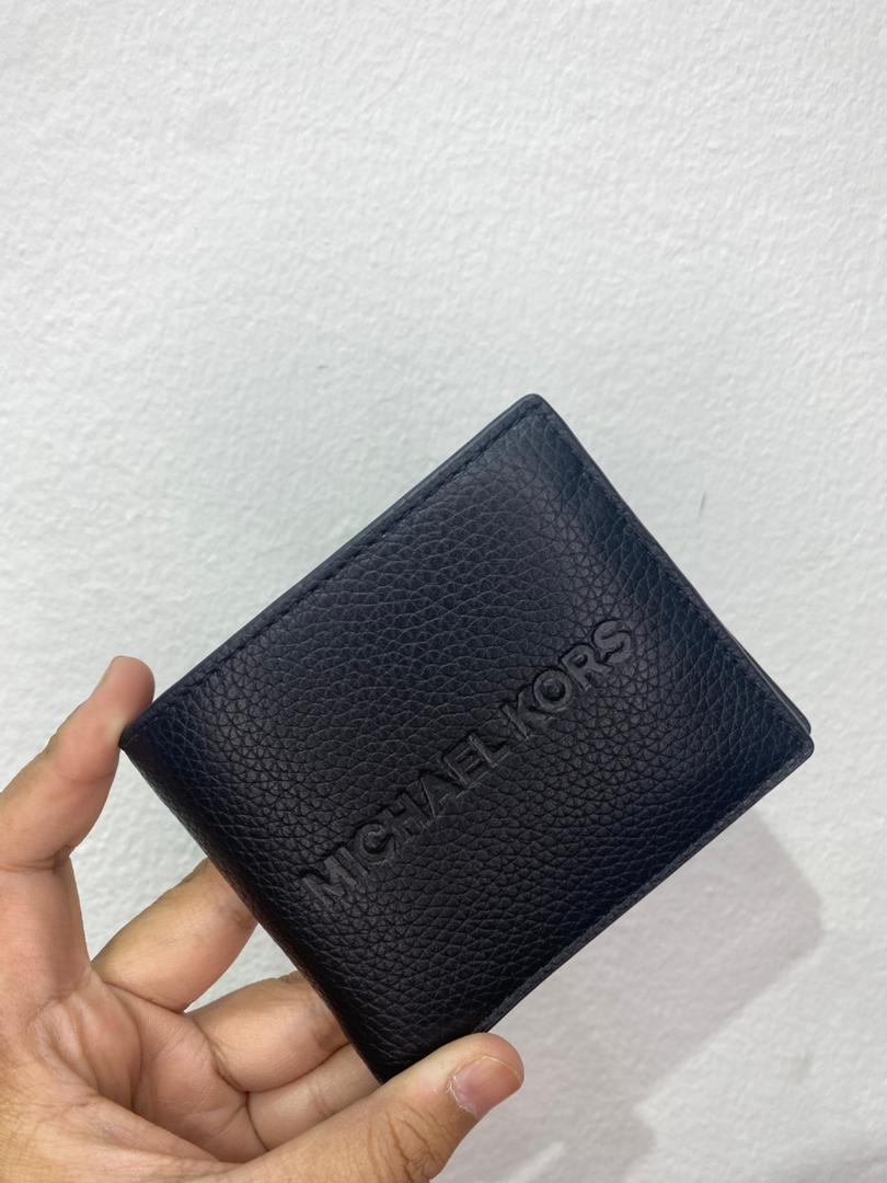 MICHAEL KORS, for men, bifold wallet, embossed leather, black