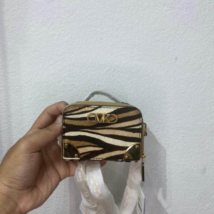 MICHAEL KORS, for ladies, micro trunk crossbody bag, calf hair, printed camel brown