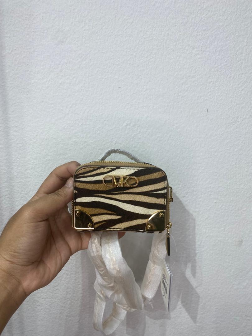MICHAEL KORS, for ladies, micro trunk crossbody bag, calf hair, printed camel brown