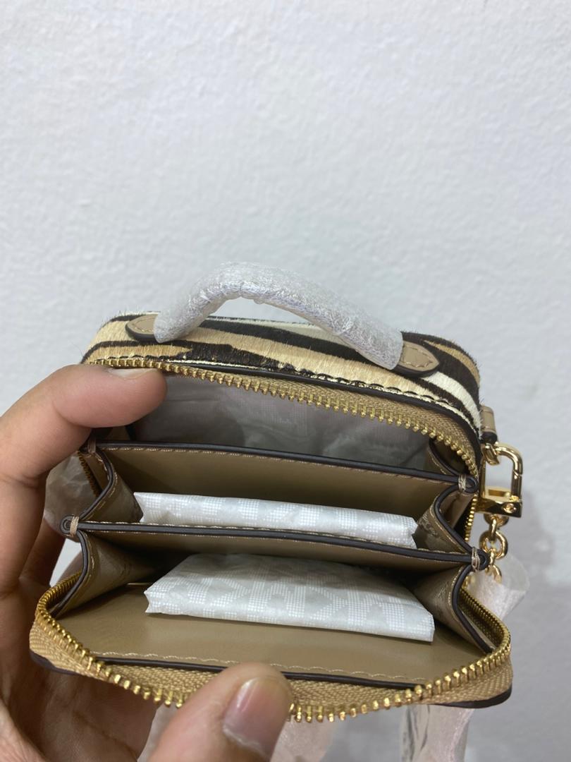 MICHAEL KORS, for ladies, micro trunk crossbody bag, calf hair, printed camel brown - Image 2