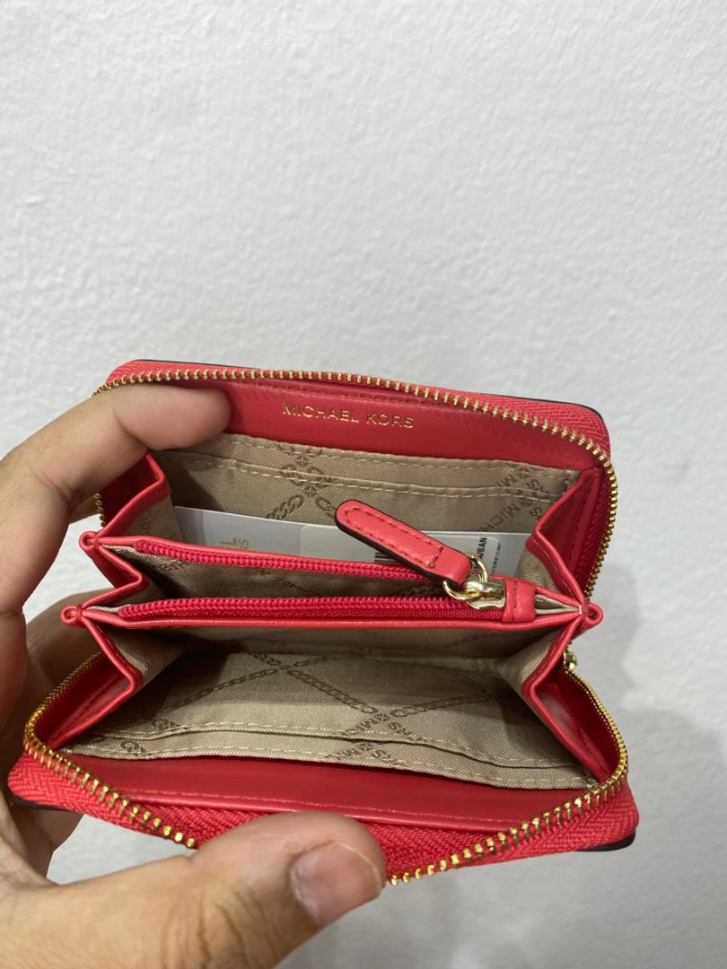 MICHAEL KORS, for ladies, small zip around card holder, signature print, sangria red - Image 2
