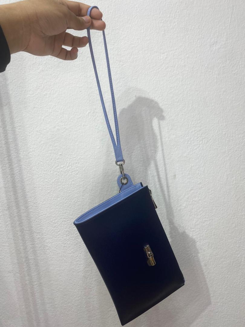 LONGCHAMP, city, medium wristlet, coated cotton navy - Image 5
