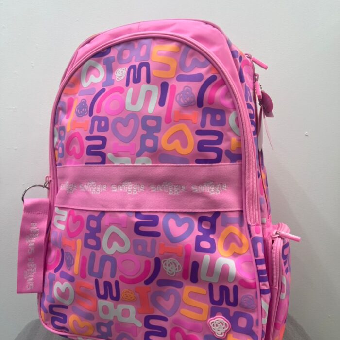 SMIGGLE, for kids, Large Trolley Bag, all over logo print, pink