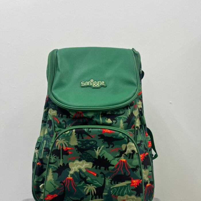 SMIGGLE, for kids, Large Trolley Bag, dinosaur green