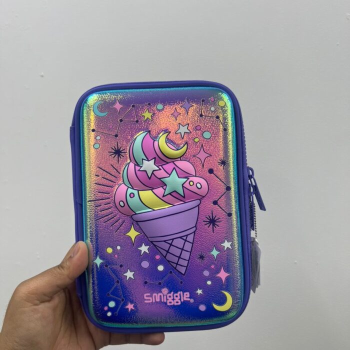 SMIGGLE, for kids, hard top pencil case, large ice cream purple