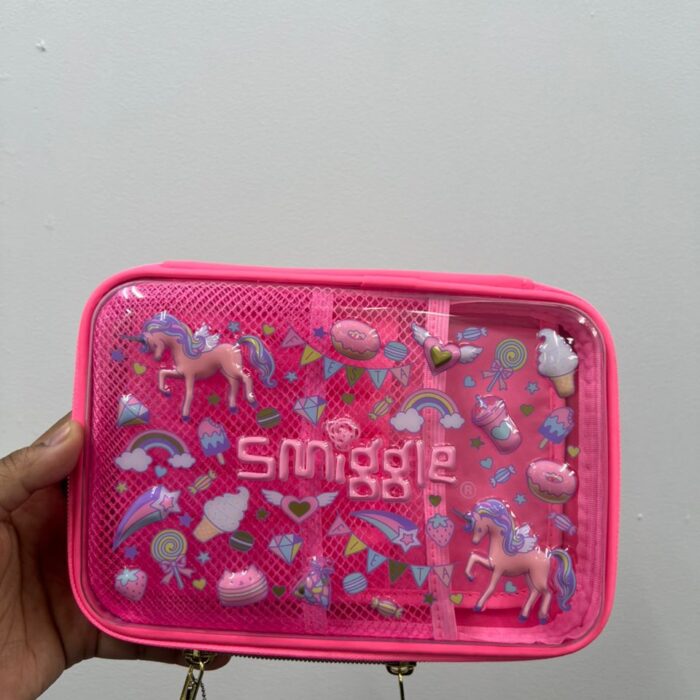 SMIGGLE, for kids, hard top pencil case, unicorn clear pink