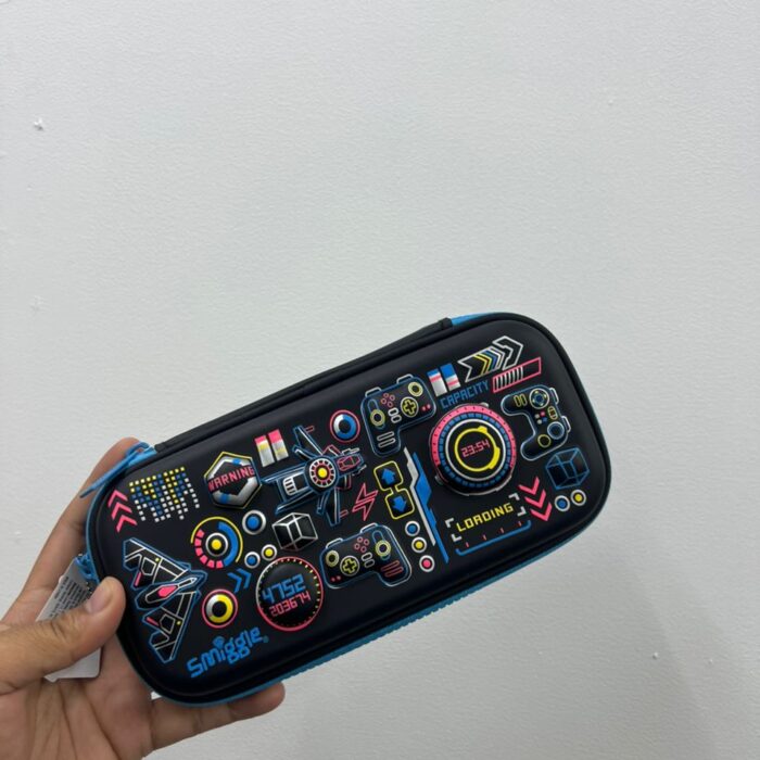 SMIGGLE, for kids, hard top pencil case, gaming monitor, black