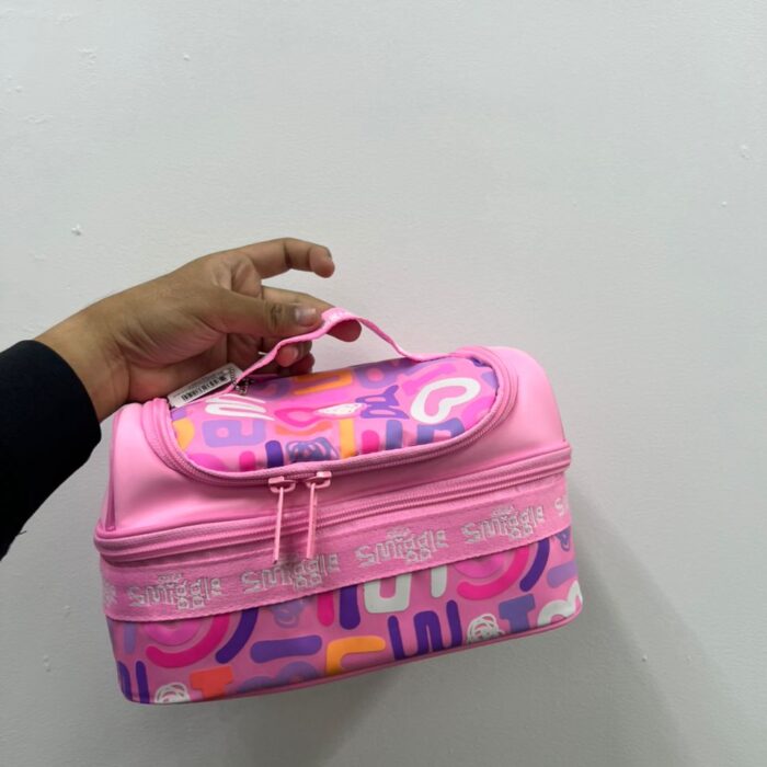 SMIGGLE, Double Decker Lunch Box, all over logo print, pink