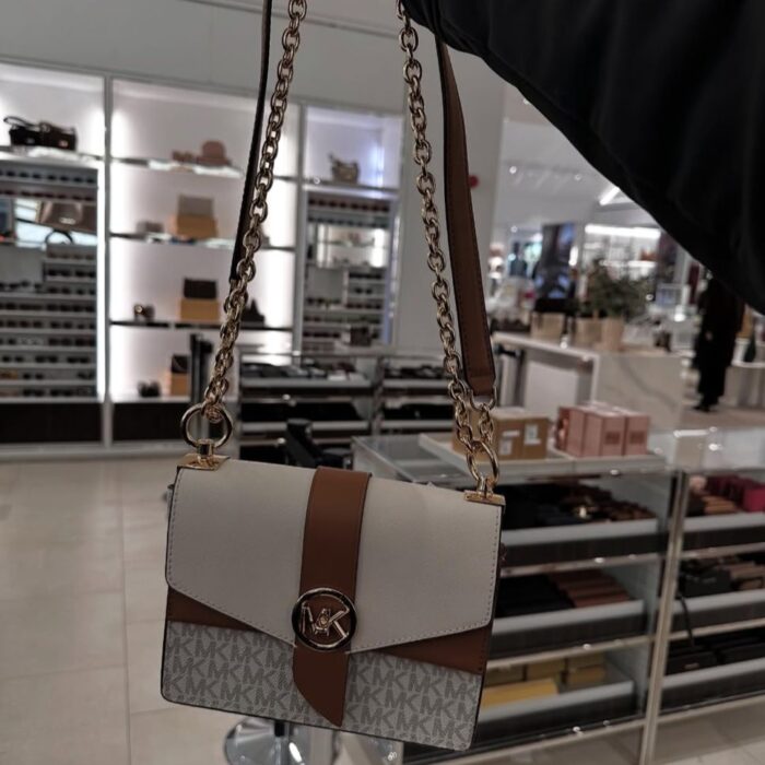 MICHAEL KORS, for ladies, greenwich, convertible crossbody bag, signature print vanilla