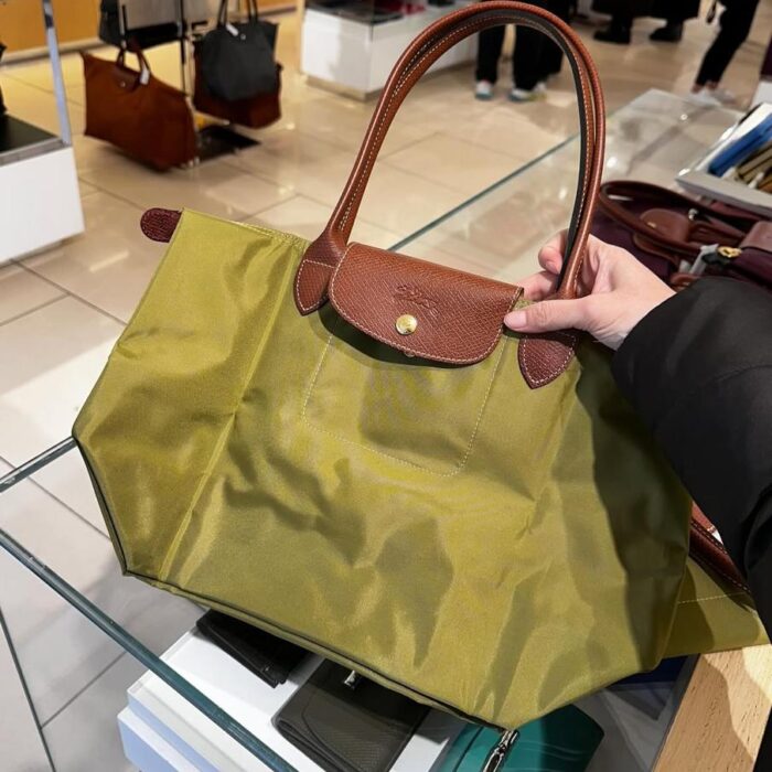 LONGCHAMP, le pliage original, medium long handle bag, no long strap, fungi green