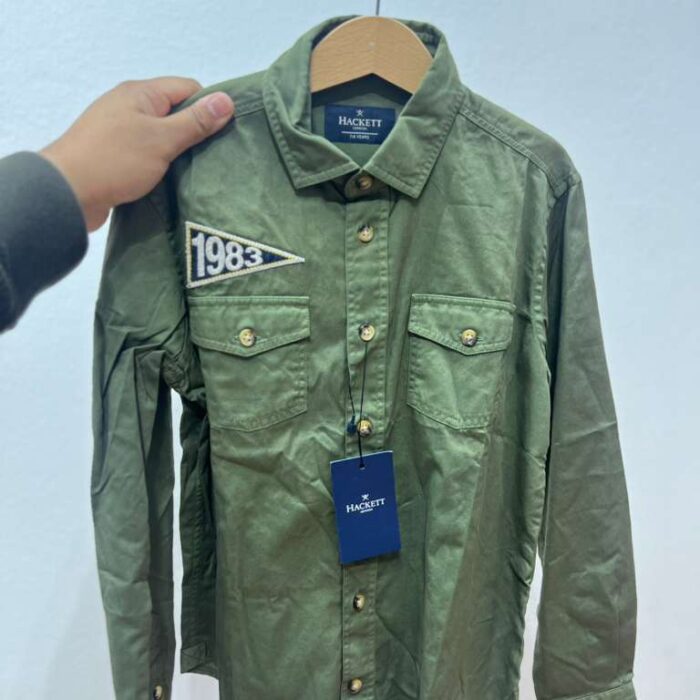HACKETT, for kids, long sleeves t shirt, front pocket, green size: 7-8 year