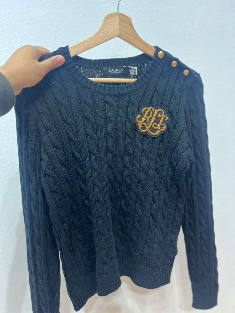 POLO RALPH LAUREN , for ladies, cable knitted jumper, black - Image 6
