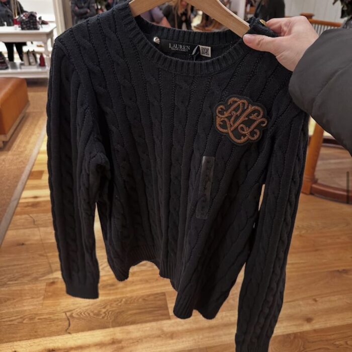 POLO RALPH LAUREN , for ladies, cable knitted jumper, black