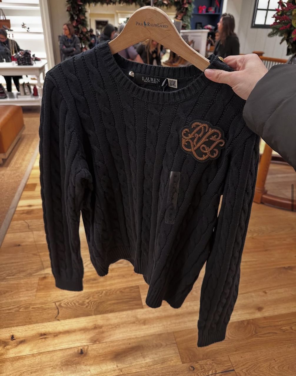 POLO RALPH LAUREN , for ladies, cable knitted jumper, black