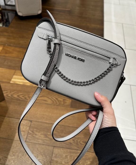 MICHAEL KORS, for ladies, large camera crossbody bag, leather grey