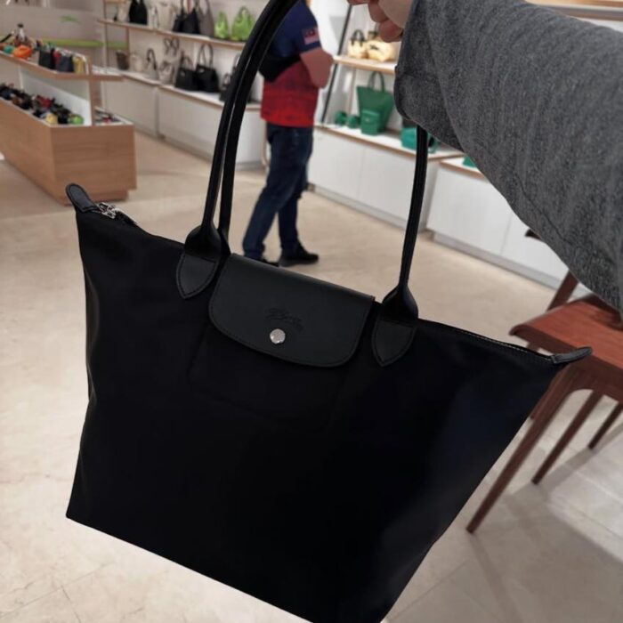 LONGCHAMP, neo, large long handle bag, nylon black