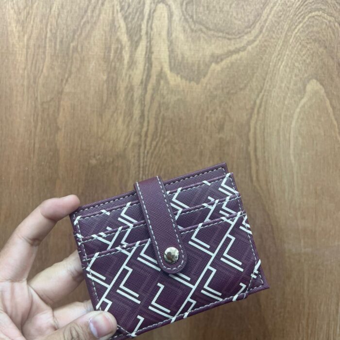 PRIMARK, small bifold card holder, coated cotton, printed maroon