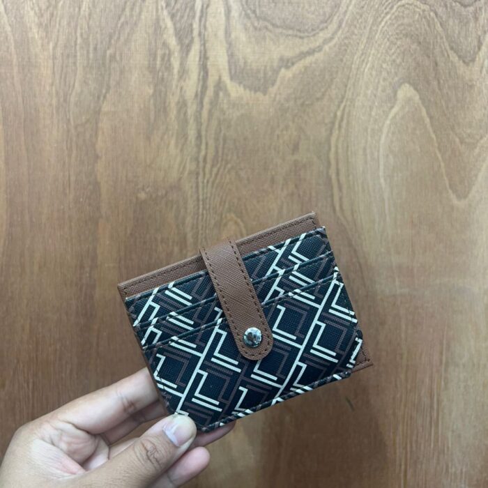 PRIMARK, small bifold card holder, coated cotton, printed brown