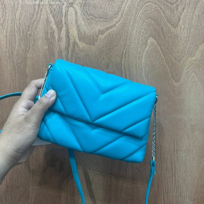 PRIMARK, for ladies, small flap crossbody bag, quilted chevron pvc, turquoise
