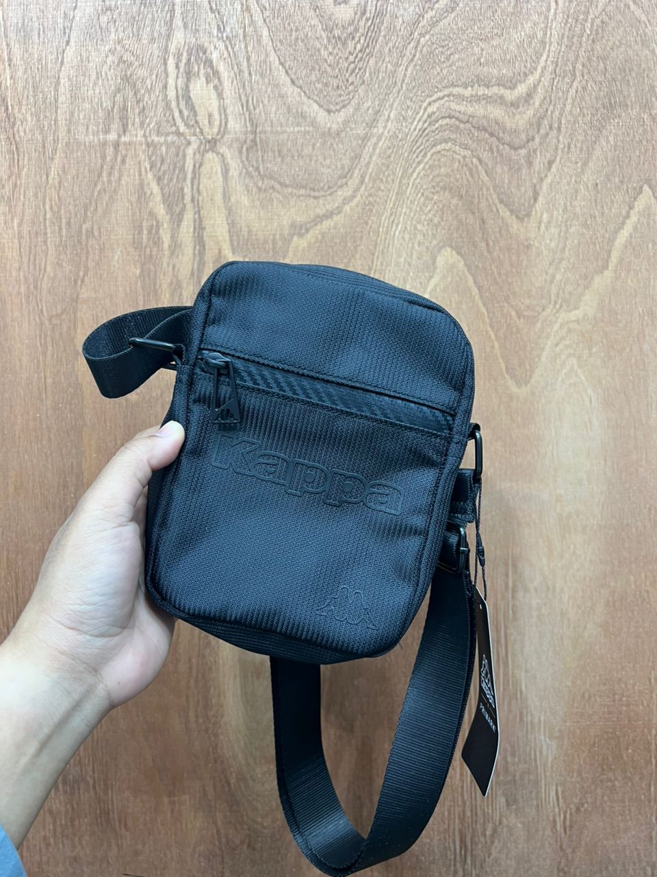 PRIMARK X KAPPA, for men, small flight crossbody bag, canvas black