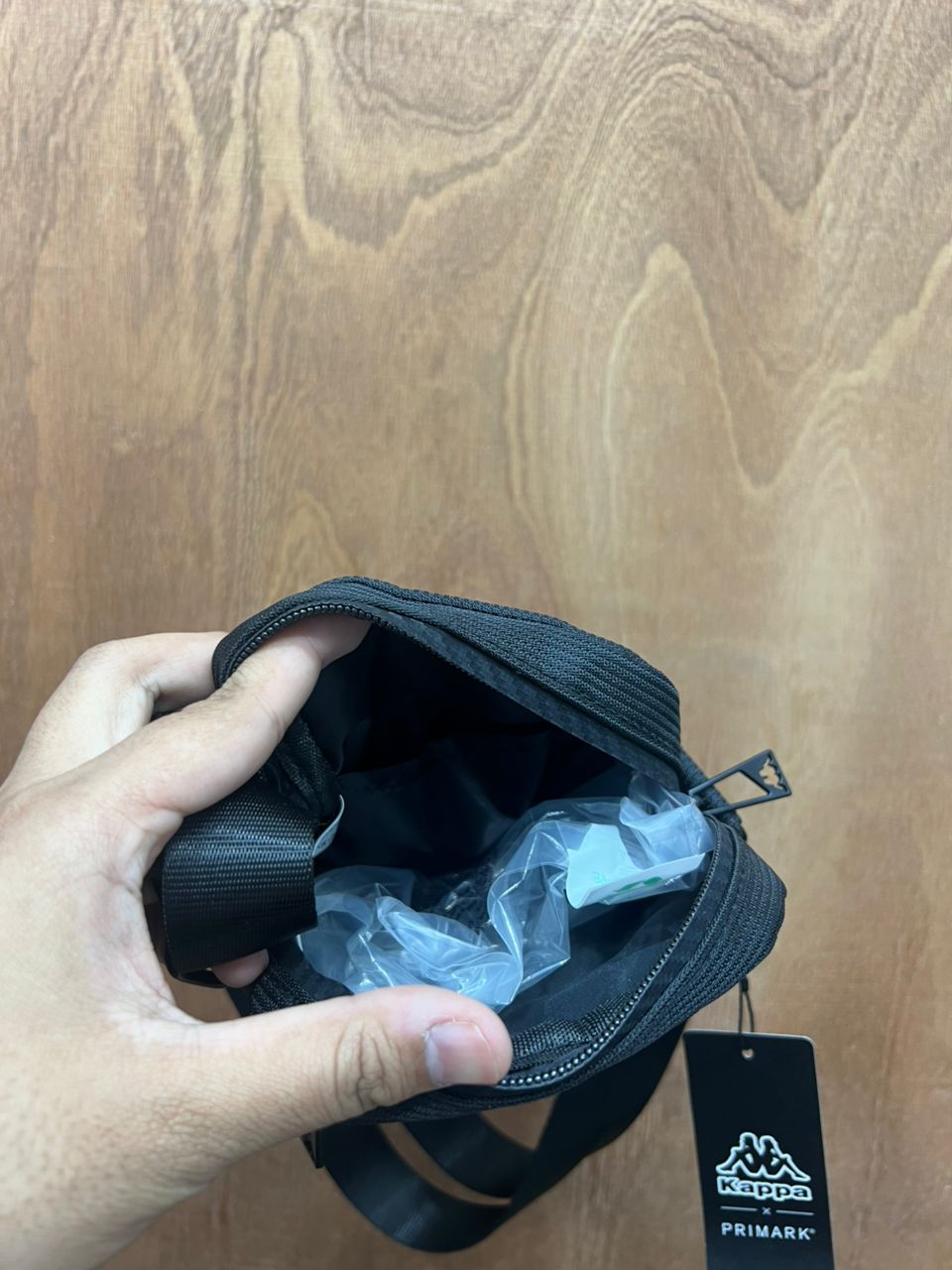 PRIMARK X KAPPA, for men, small flight crossbody bag, canvas black - Image 2