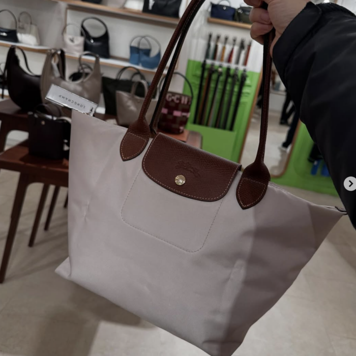 LONGCHAMP, le pliage original, medium long handle bag, no long strap, paper cream