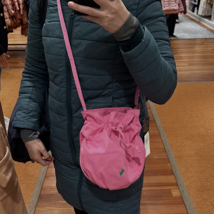 POLO RALPH LAUREN, for girls, drawstring crossbody bag, canvas pink