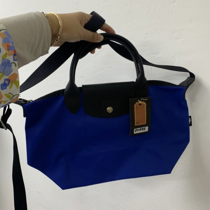 LONGCHAMP, energy, small top handle bag, with undetachable long strap, blue