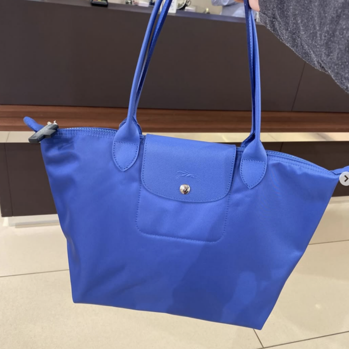 LONGCHAMP, neo, small longhandle bag, no long strap, nylon, blue