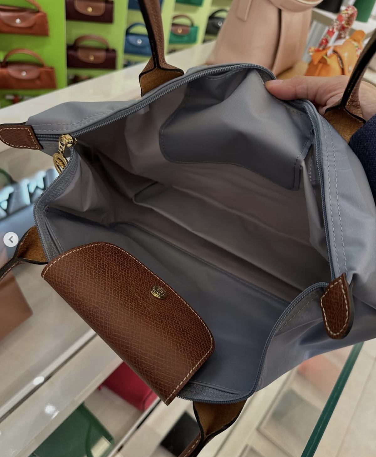 LONGCHAMP, le pliage original, medium long handle bag, no long strap, steel grey - Image 3