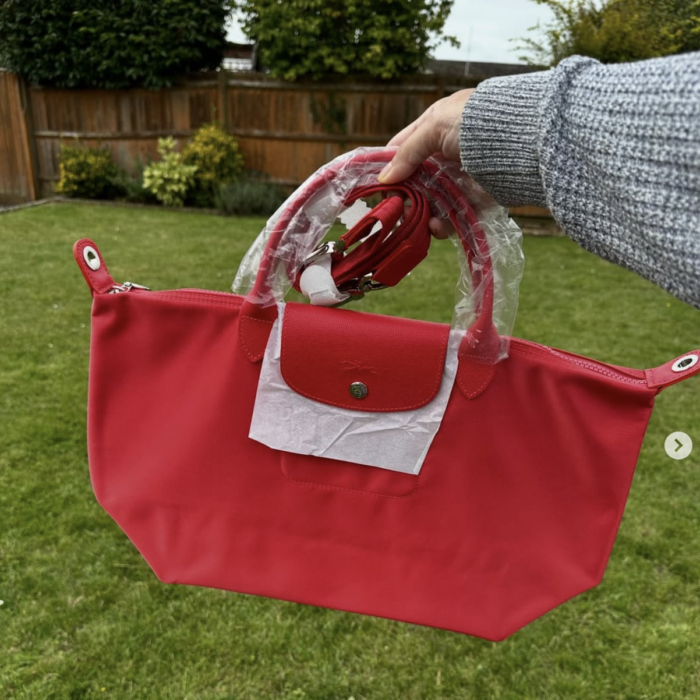 LONGCHAMP, neo, medium top handle bag, with long strap, pink