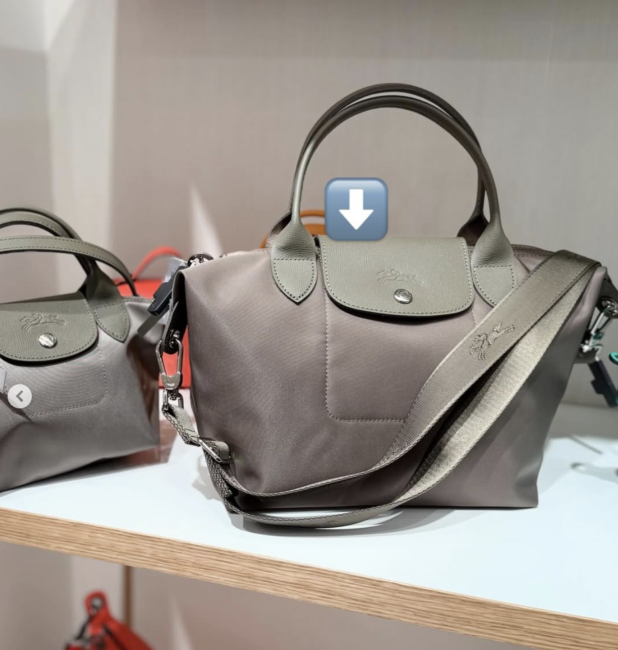 LONGCHAMP, neo, small top handle bag, with long strap, taupe - Image 2