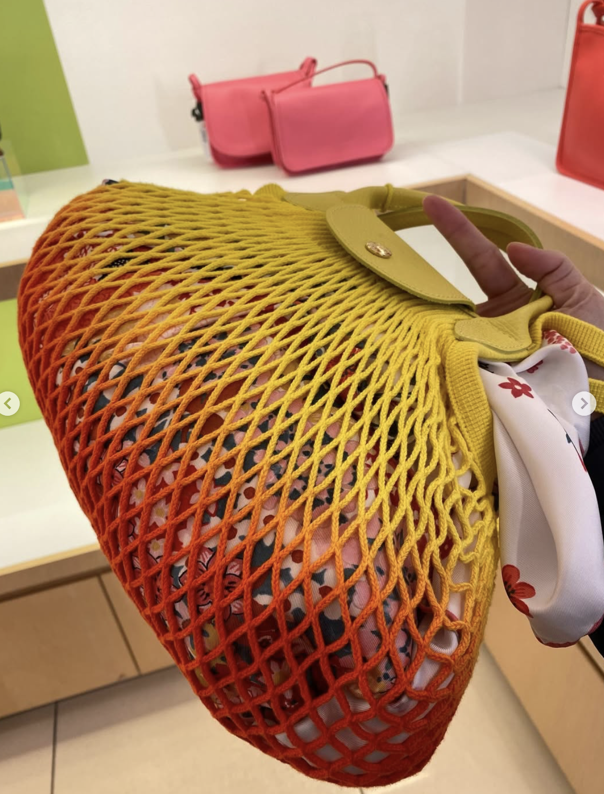 LONGCHAMP, filet, large shoulder bag, ombre orange - Image 3