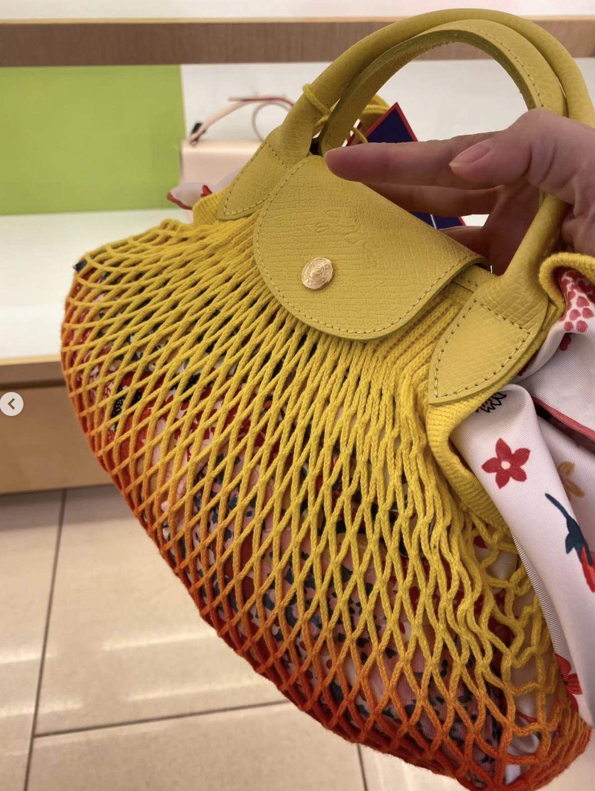 LONGCHAMP, filet, large shoulder bag, ombre orange - Image 2