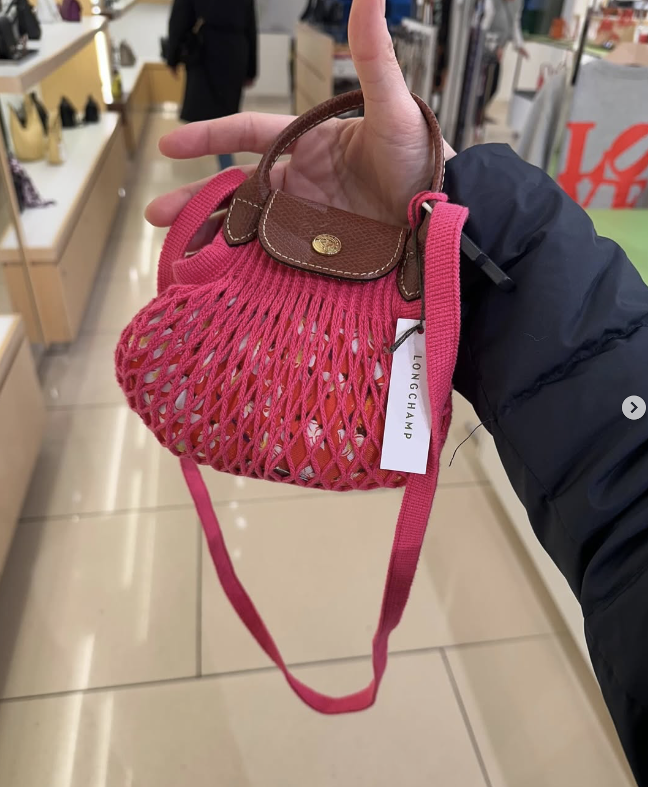 LONGCHAMP, filet, small crossbody bag, candy pink