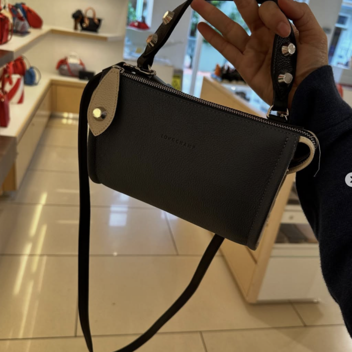 LONGCHAMP, XS crossbody bag, leather, color block navy