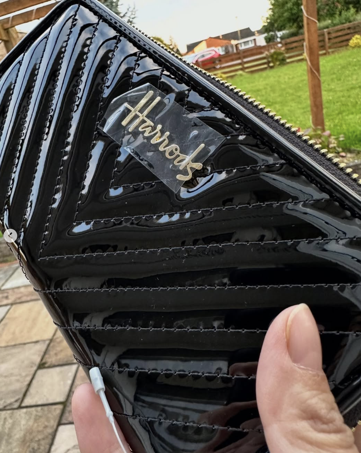 HARRODS, large zip around continental wallet, glossy black - Image 4