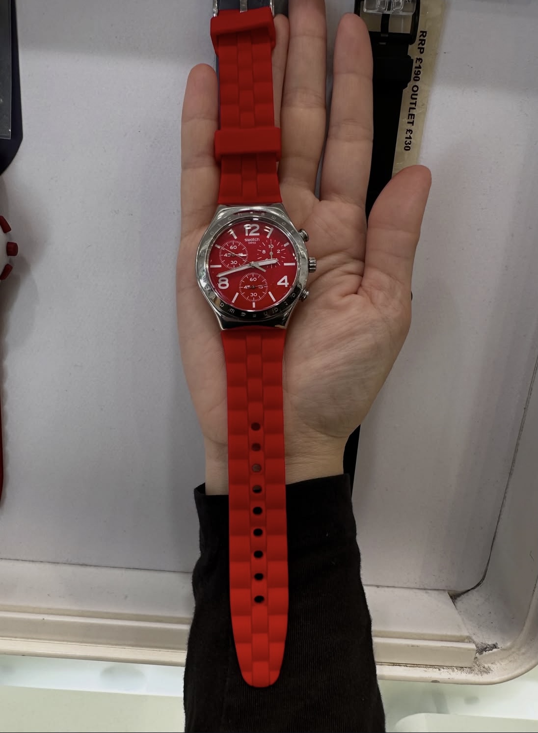 SWATCH, for adult, irony large chronograph watch, red